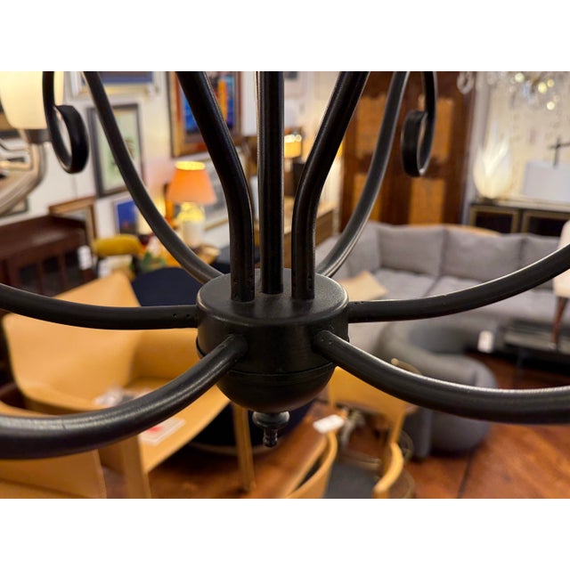 Black Scrolling Iron Chandelier For Sale - Image 8 of 12