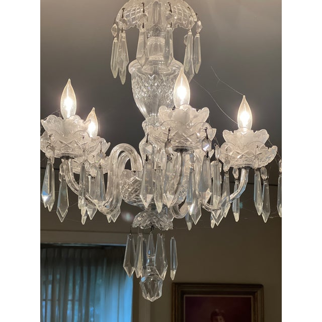 Glass Mid 20th Century Waterford 5 Arm Chandelier For Sale - Image 7 of 7