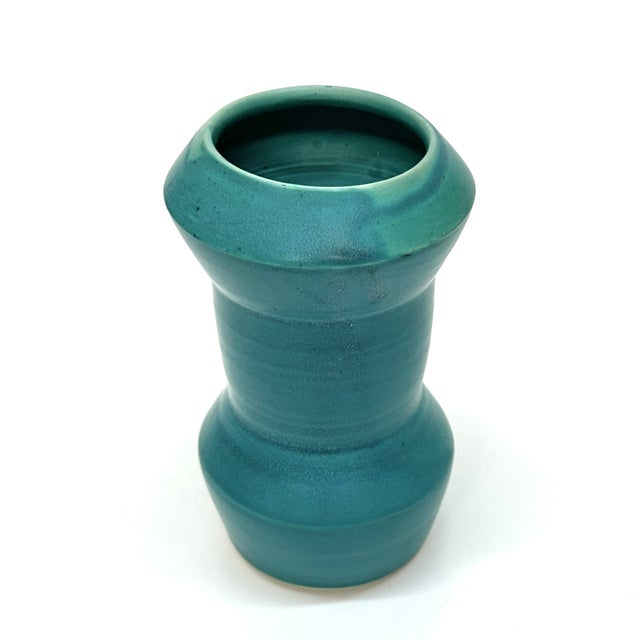 Olive Turquoise & Olive Artisanal Chunky Pottery Vessel Curation - Group of 6 For Sale - Image 8 of 16