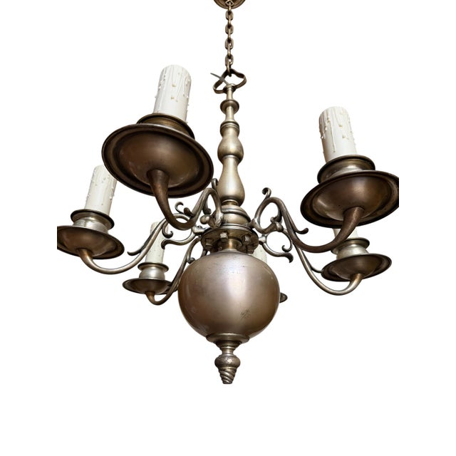Metal Vintage Silverplate Georgian Chandelier For Sale - Image 7 of 9