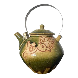 Early 21st Century Modern Japanese Studio Pottery Oribe Tea Pot by Ken Matsuzaki