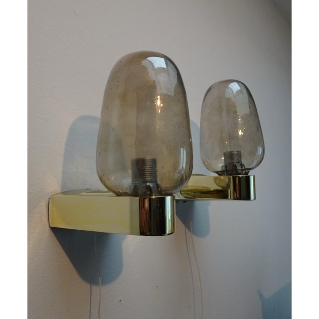 Mid-Century Modern Vintage Scandinavian Wall Sconces in Glass with Spare Shade, 1970s, Set of 2 For Sale - Image 3 of 15
