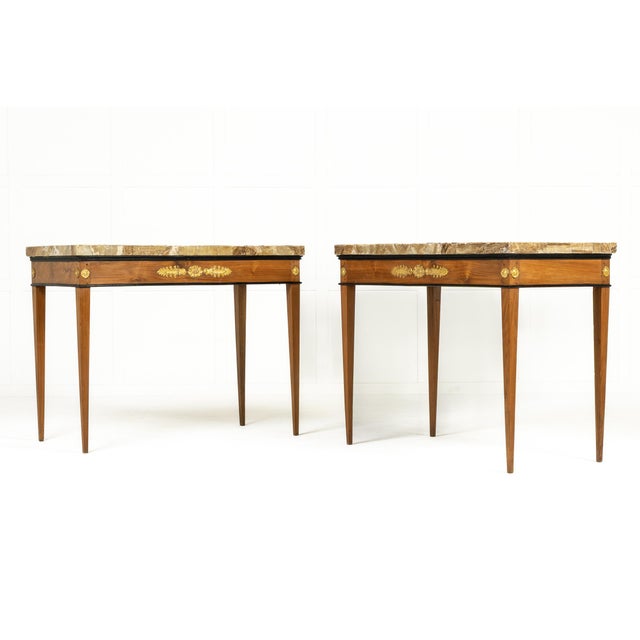 Pair of 18th Century Italian Cherrywood Side or Console Tables. These elegant tables were made towards the end of the 18th...