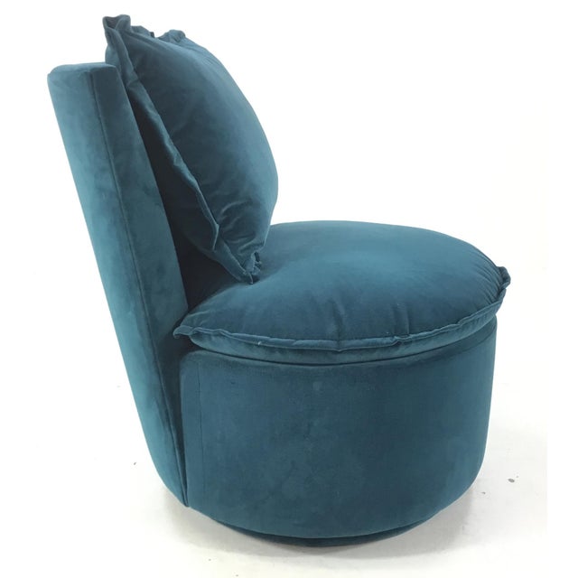 Thomasville Deep Turquoise Velvet Rocco Swivel Chair | Chairish