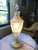 1980s Vintage Crystal Table Lamp With Hand-Etched Botanical Motif, Cut Crystal Details & Finial Floral Designs For Sale - Image 5 of 12