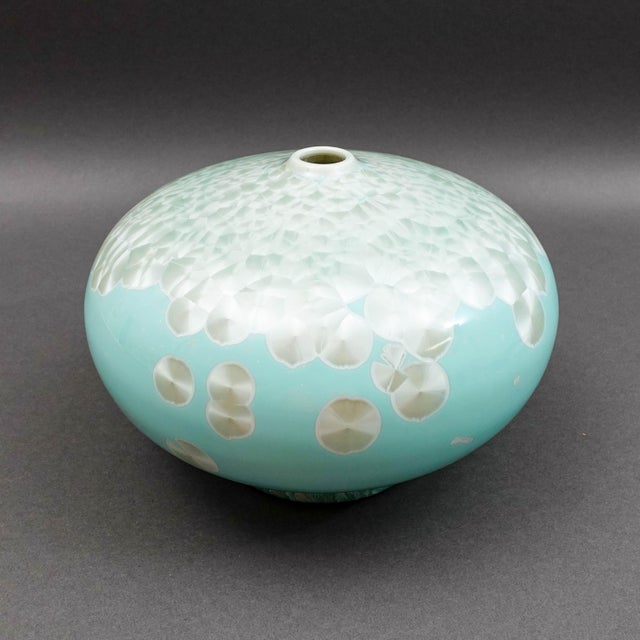 Mid 20th Century John Richard Powder Blue Mother of Pearl Porcelain Vessel Vase For Sale - Image 5 of 8
