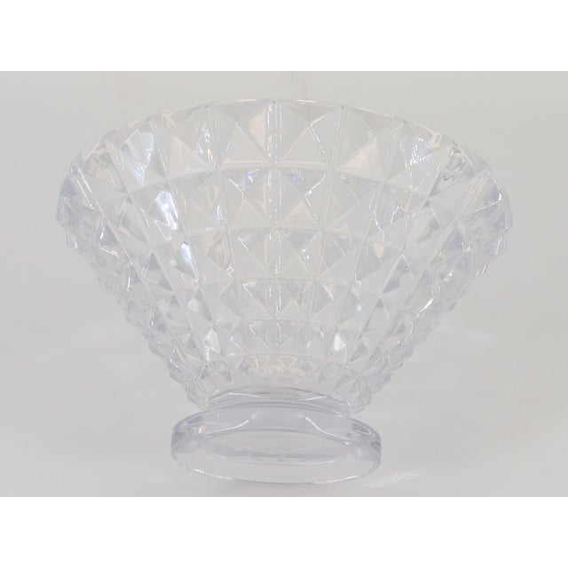 Vintage Geometric Diamond Relief Patterns Crystal Bowl For Sale - Image 4 of 6