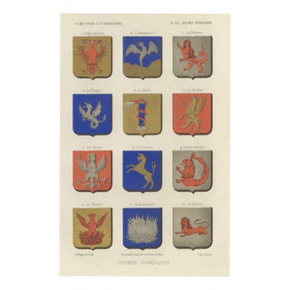 Ferdinand Séré, Chimerical Beasts in Heraldry, Dragons and Griffins, 1851, Chromolithograph For Sale