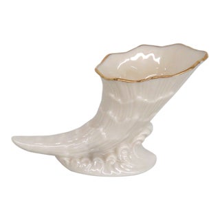 Lenox China Decorative Porcelain Cornucopia Made in Usa With 24k Gold Trim 4928b For Sale