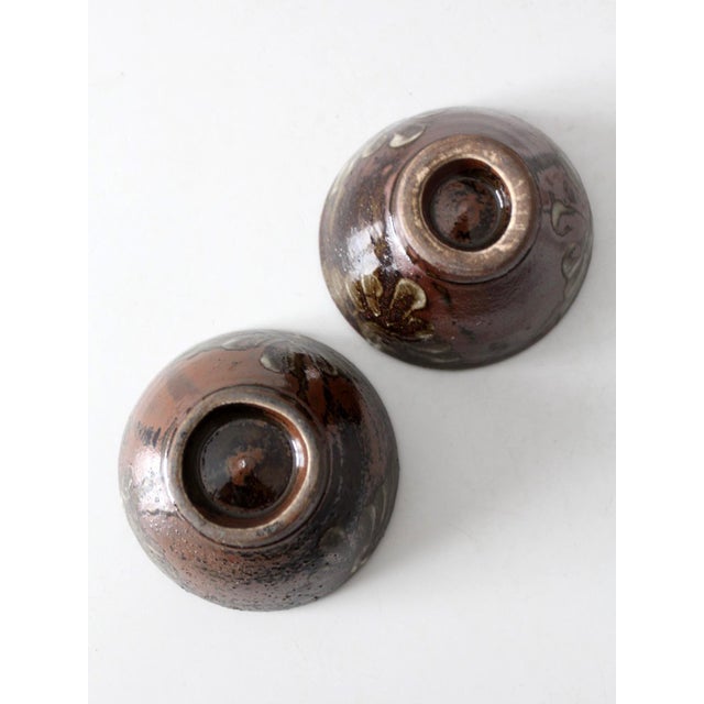 Brown Pair of Vintage Handmade Studio Pottery Bowl For Sale - Image 8 of 10