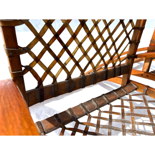 Adirondack Modern, Vermont Tubbs, Rawhide Strapped Chairs (2), c.1965-1975. Snow Shoe Chairs For Sale - Image 4 of 11