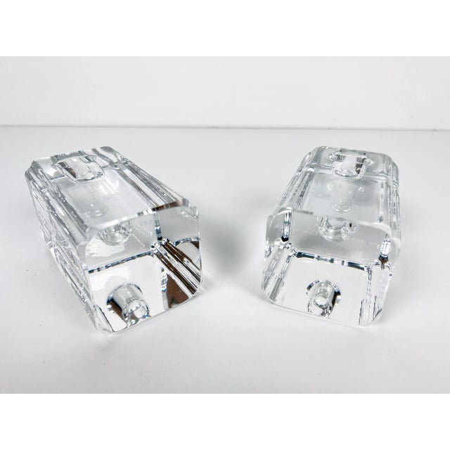 1970s Kosta Boda Crystal Pillar Candle Holders by Anna Ehrner - a Pair For Sale - Image 5 of 11