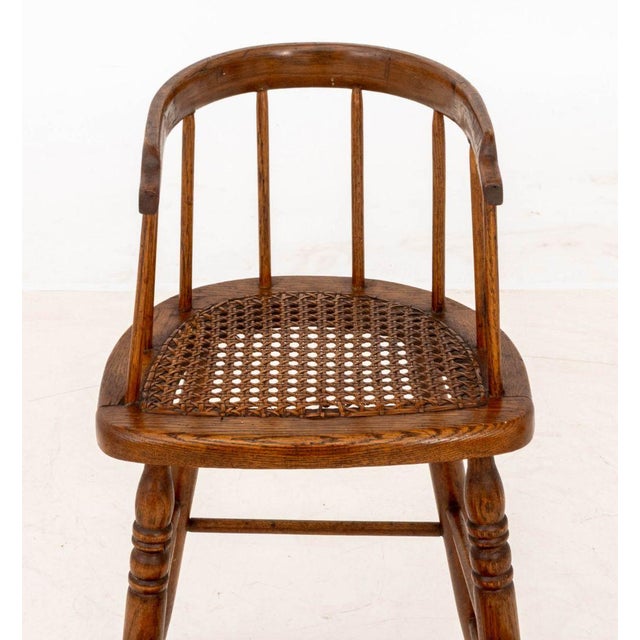 Victorian Cane-Paneled Oak Children's Chair For Sale - Image 4 of 10