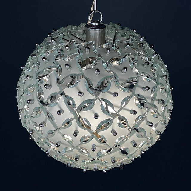 Mid-Century Modern Art Glass Pendant Lamp Sputnik by Fontana Arte, Italy, 1960s For Sale - Image 3 of 14