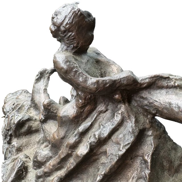 Bronze Czech Modernist Mother & Child Sculpture – Signed Vincenc Makovský For Sale - Image 4 of 4