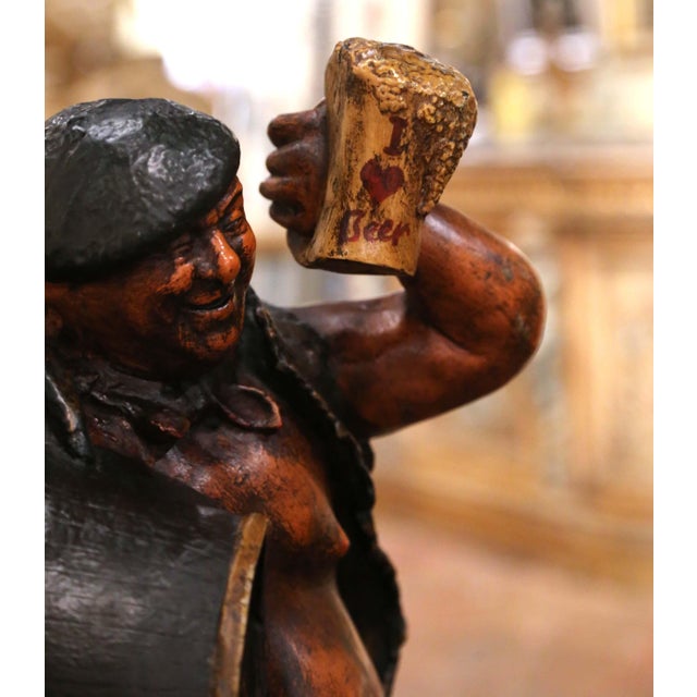 Mid-Century English Painted Composition Beer Drinker Tavern Sculpture For Sale - Image 4 of 8