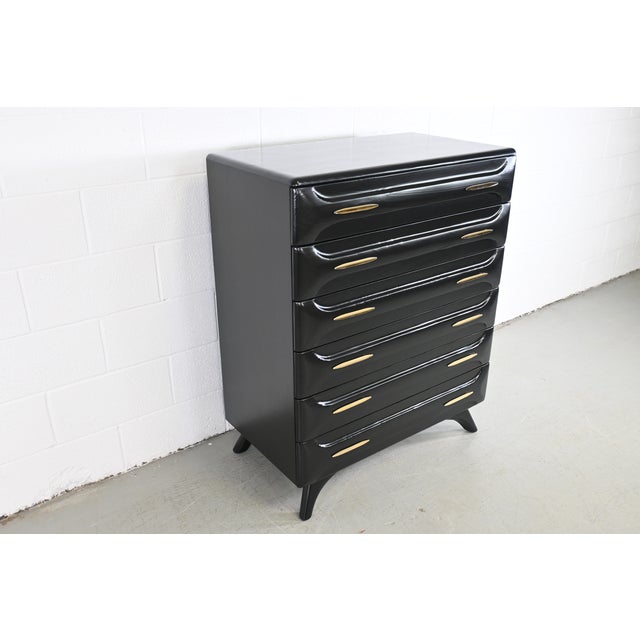 1950s Franklin Shockey Mid Century Modern Sculpted Pine Highboy Dresser For Sale - Image 5 of 12