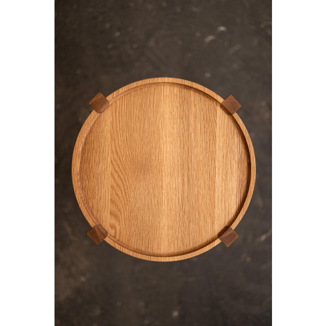 Modern Waverly Side Table | Modern Round White Oak Side Table With Bronze Details For Sale - Image 3 of 3
