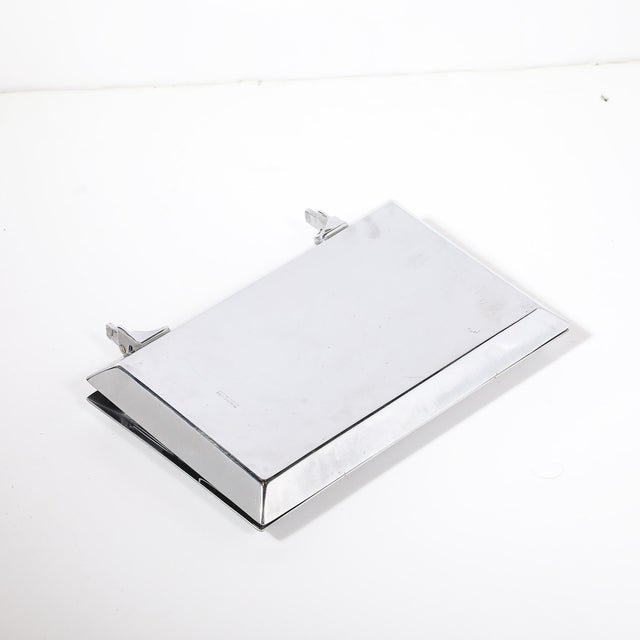 Chrome Art Deco Chrome Folding Tray With Triangular Walnut Handle For Sale - Image 8 of 12