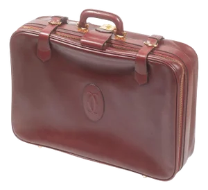 CARTIER Paris Vintage Leather Suitcase Burgundy Bordeaux Luggage