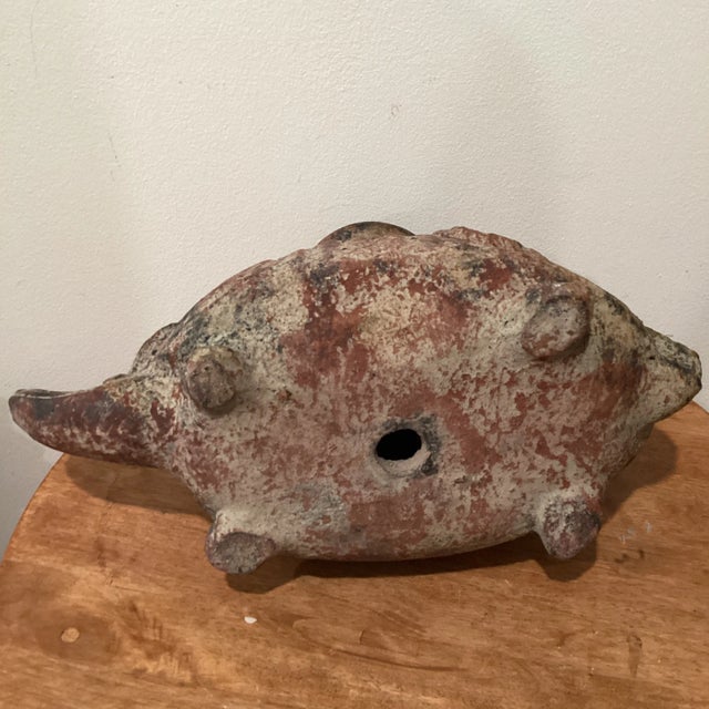 Early 20th Century Vintage Mesoamerican Armadillo Terra Cotta Pottery Vessel Garden Sculpture For Sale - Image 5 of 12