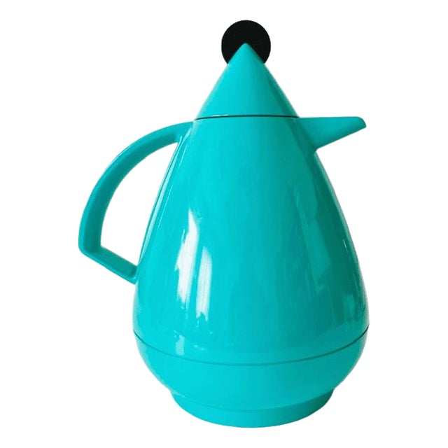 Vintage Postmodern Thermos Kan Turquoise Kunststof Leifheit 1980s For Sale