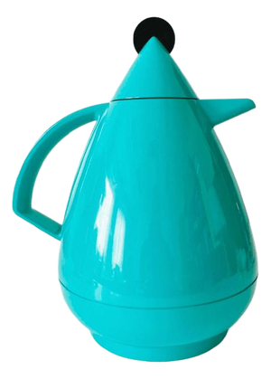 Vintage Postmodern Thermos Kan Turquoise Kunststof Leifheit 1980s