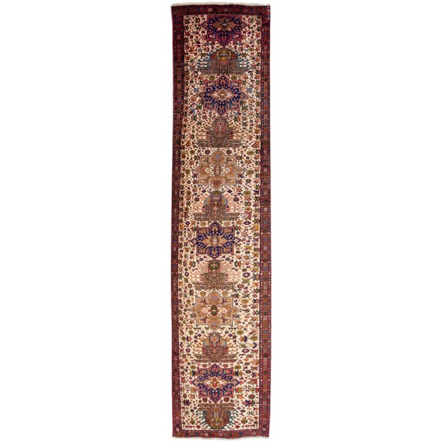 Textile 1920s Multicolor Antique Heriz Handmade Wool Runner With Allover Motif For Sale - Image 7 of 7