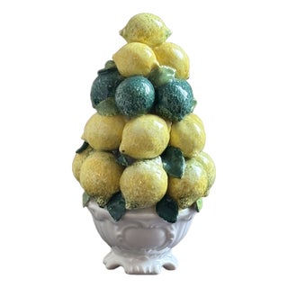 Vintage Italian Majolica Topiary W/ Lemons and Limes For Sale