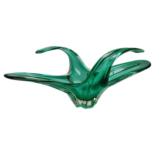 Large Green Glass Centrepiece, Belgium, 1970s For Sale - Image 9 of 9