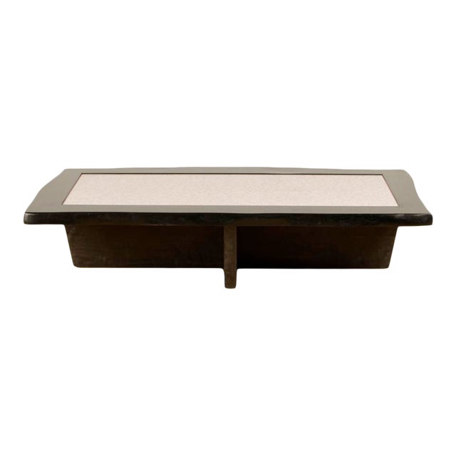 Vintage Modernist Rectangular Coffee Table with Eggshell Fragment Top For Sale