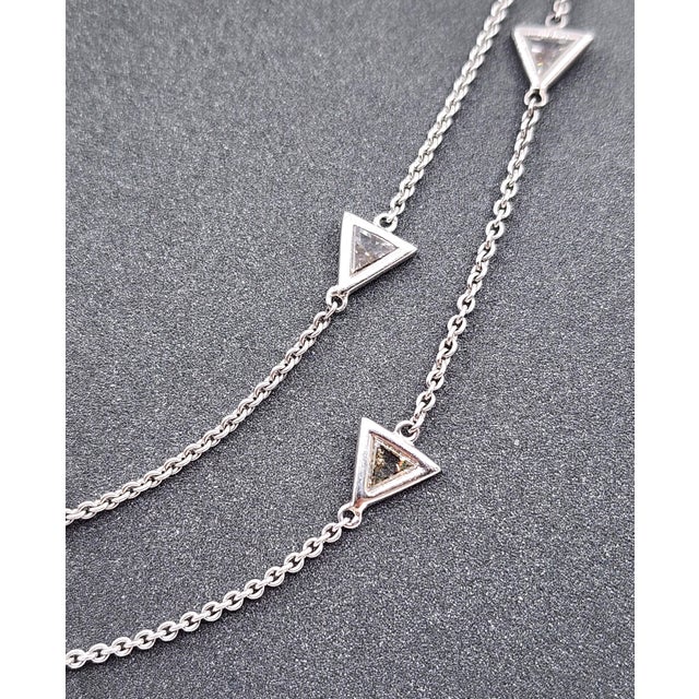 White 9.48 Ct Trillion Diamond by the Yard Necklace For Sale - Image 8 of 9