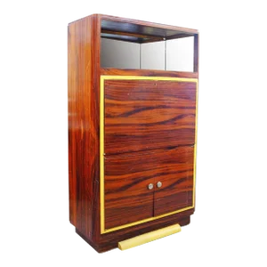 1930s High Style Art Deco Macassar Ebony Vitrine Cabinet & Secretary Desk