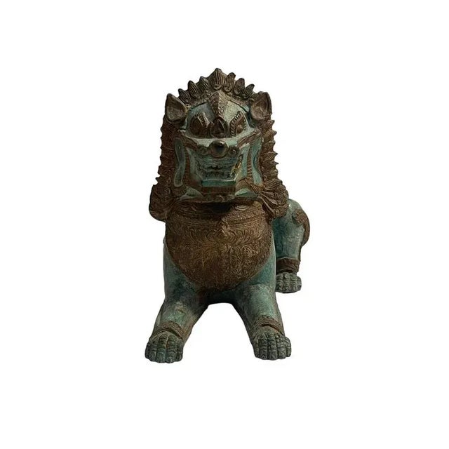 Bronze Temple Guardian Lion Statue, Thailand, 20th century Bronze statue, Thailand, 20th century, depicting a lion...