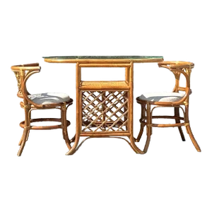 Vintage Coastal Bent Rattan Hollywood Set of 3