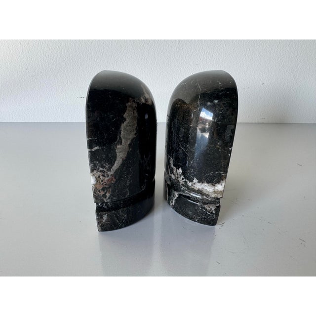 Charcoal 1980s Vintage Carved Marble Bookends – A Pair For Sale - Image 8 of 12