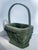 Vintage Early Twentieth Century Decorative Green Velveteen Flocked Woven Wood ‘Easter’ Basket For Sale - Image 10 of 12