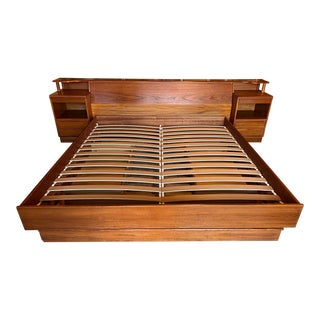 Late 20th Century Torring Mobelfabrik Danish Modern King Platform Bed Set Unit For Sale