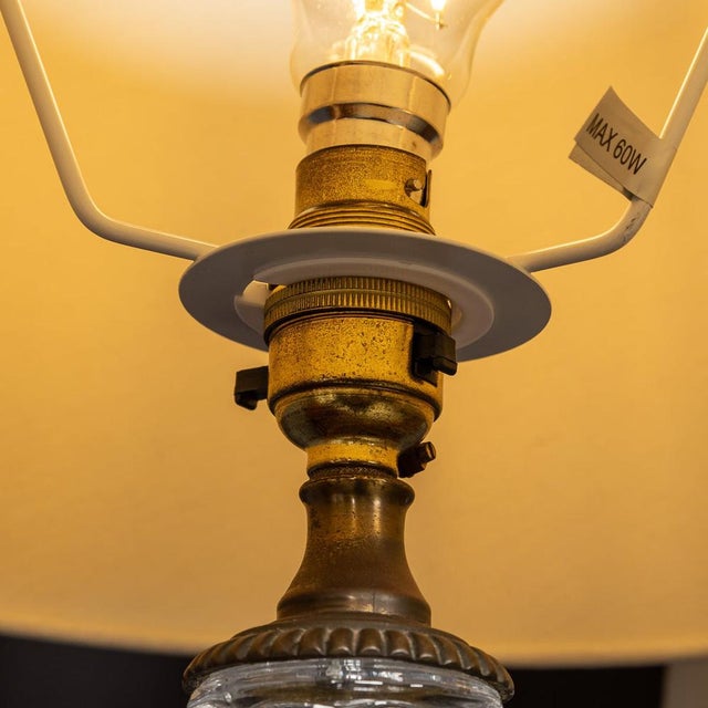 1970s French Column Crystal and Bronze Table Lamps, 1979, Set of 2 For Sale - Image 5 of 13