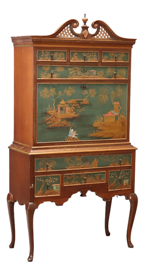 Antique Bar Cabinet Chinoiserie in Mahogany, United Kingdom, 1900