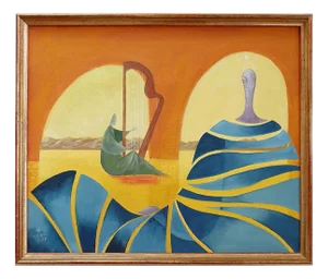 Walter Lewy, Surrealist Scene, 1974, Oil on Canvas