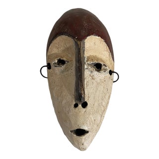 African Lega Small Passport Mask W/ Beard Dr Congo 6" H For Sale