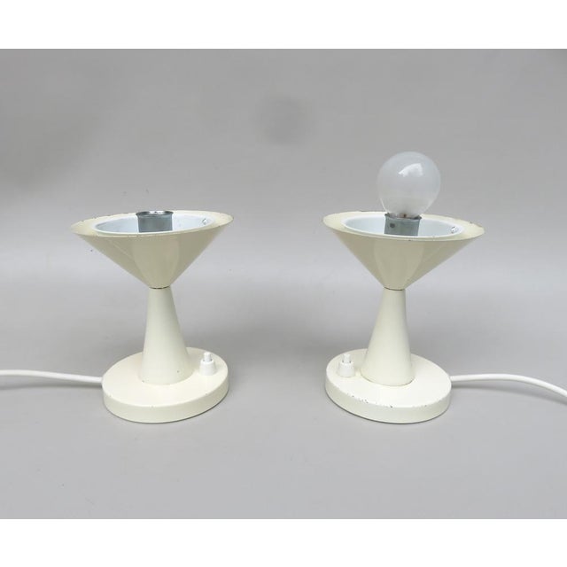 Small Space Age Table Lights in Beige and White, 1970s, Set of 2 For Sale - Image 14 of 18