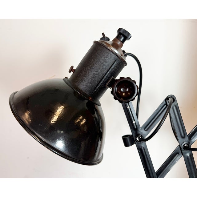 Mid-Century Modern Industrial Black Enamel Scissor Wall Lamp, 1950s For Sale - Image 3 of 18