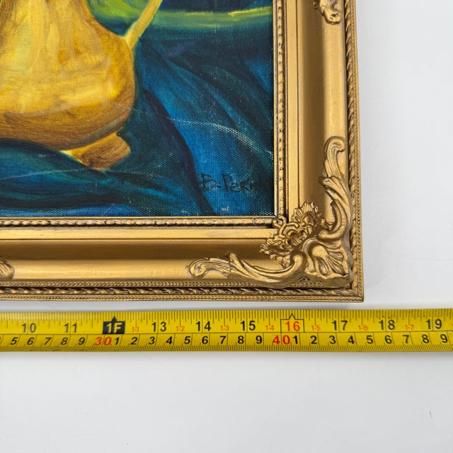 Original Signed Floral Still Life Painting on Canvas Framed For Sale - Image 9 of 10