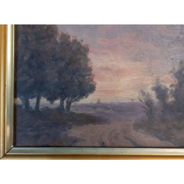 20th Century American Tonalist Sunset Landscape Painting in Gold Frame For Sale - Image 11 of 13