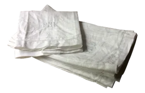 Exquisite Set of Four French Linen Towels - Art Deco Elegance From Paris Fleas