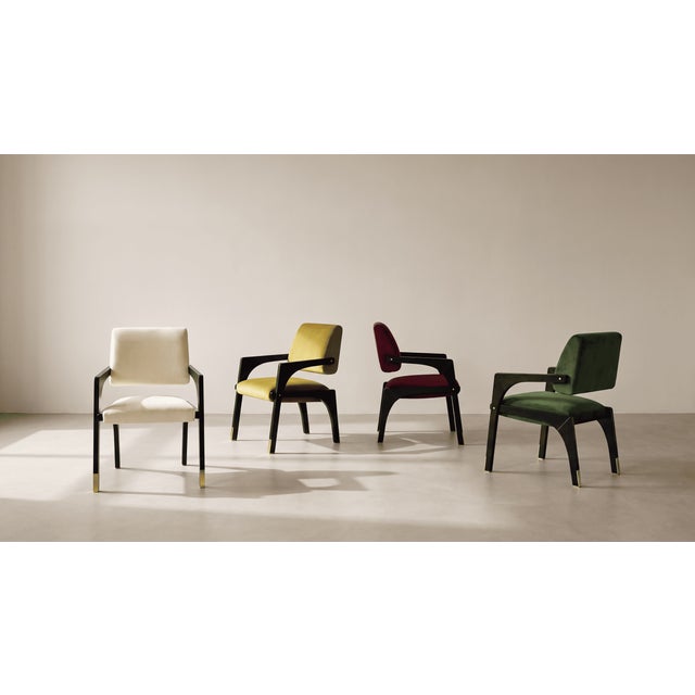 Arches Dining Chair in Mustard Cotton Velvet from Insidherland For Sale - Image 6 of 8