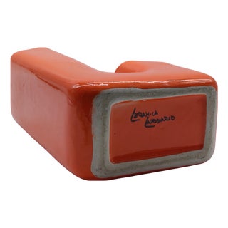 Orange Geometric Vase by Ceramica Capodario, Italy, 1970s For Sale