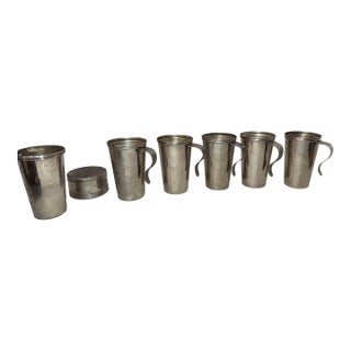 5 Vintage Landers Frary & Clark Universal Silver Plated Travel Nesting Camp Cups For Sale